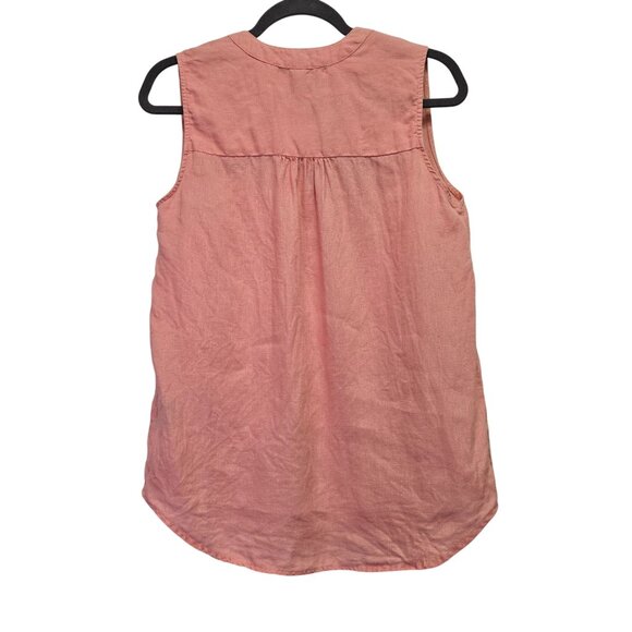Harvé Benard Womens Sleeveless Pink Linen Button-Down Blouse Size M - Picture 2 of 10